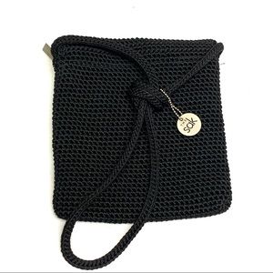 THE SAK Black Crochet Knit Cross Body Strap Bag